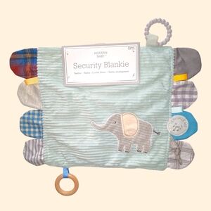 Baby Elephant Security Blanket Activity Teether Rattle Toy Lovey Toddler Infant